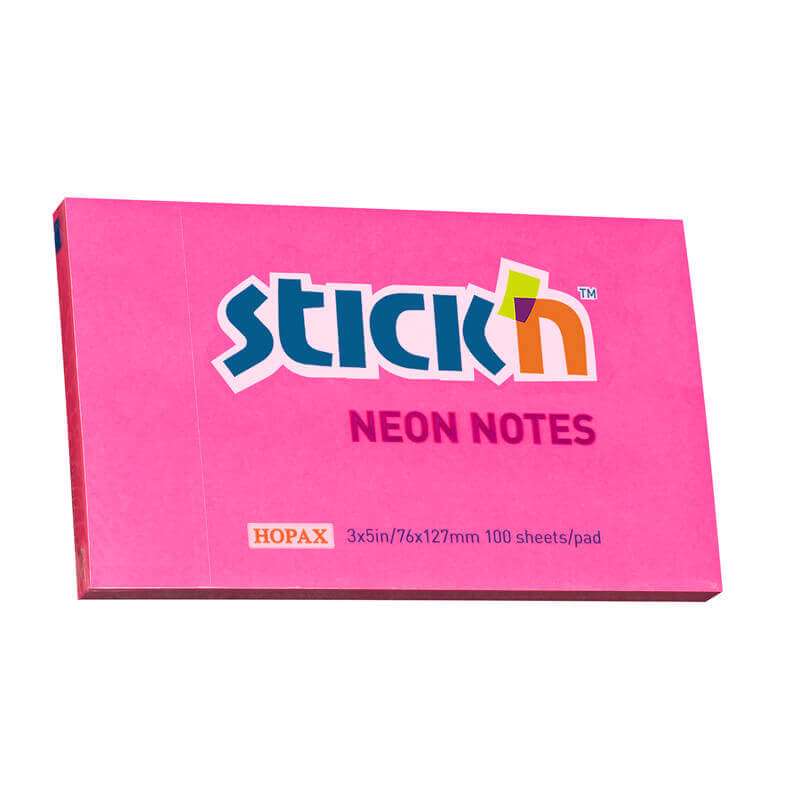 Notes Stick'N 75x127mm 100 blade neon rød /12 blk.