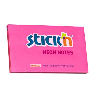 Notes Stick'N 75x127mm 100 blade neon rød /12 blk.