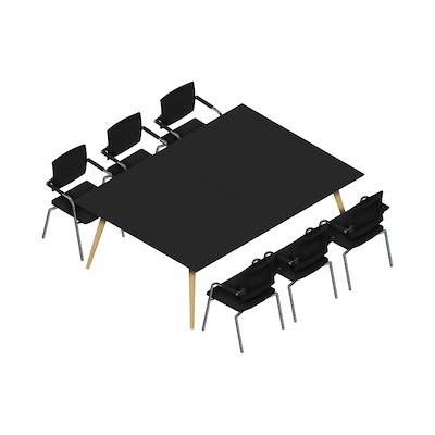 Konferencebord Dencon XL 1915 220x160 HPL sort/eg