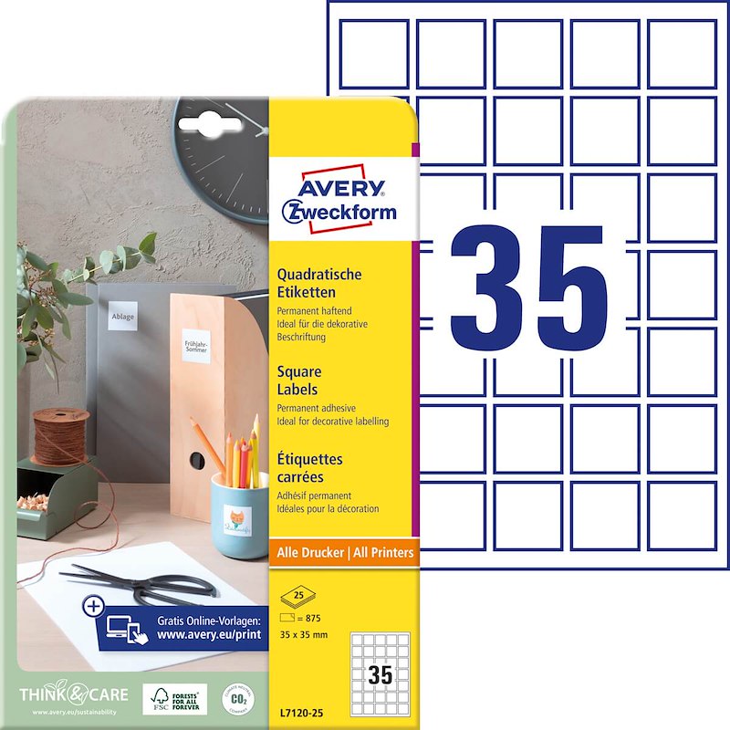 Etiketter Avery QR-kode 35x35mm L7120-25