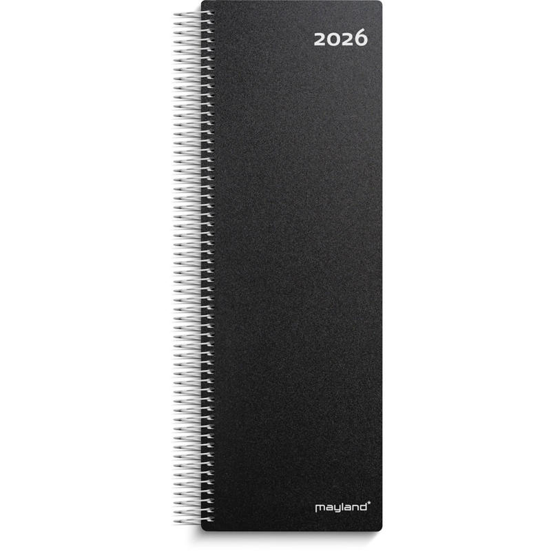 Spiralnoteringskalender dag sort PP-plast 2026