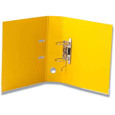 Brevordner Q-Line gul A4 metalskinne 75mm ryg