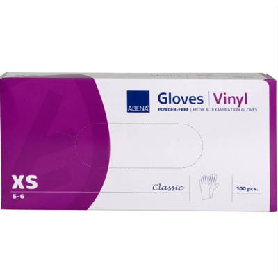 Undersøgelseshandske vinyl str. XS pudderfri pk./100
