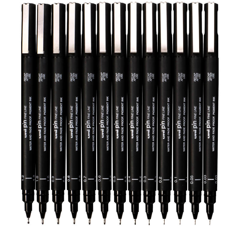 Tegnepen Uni Pin Line sort /12