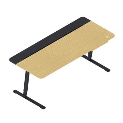 Hæve/sænkebord Dencon V7 180X80 skuffe/kabel, eg/sort lin