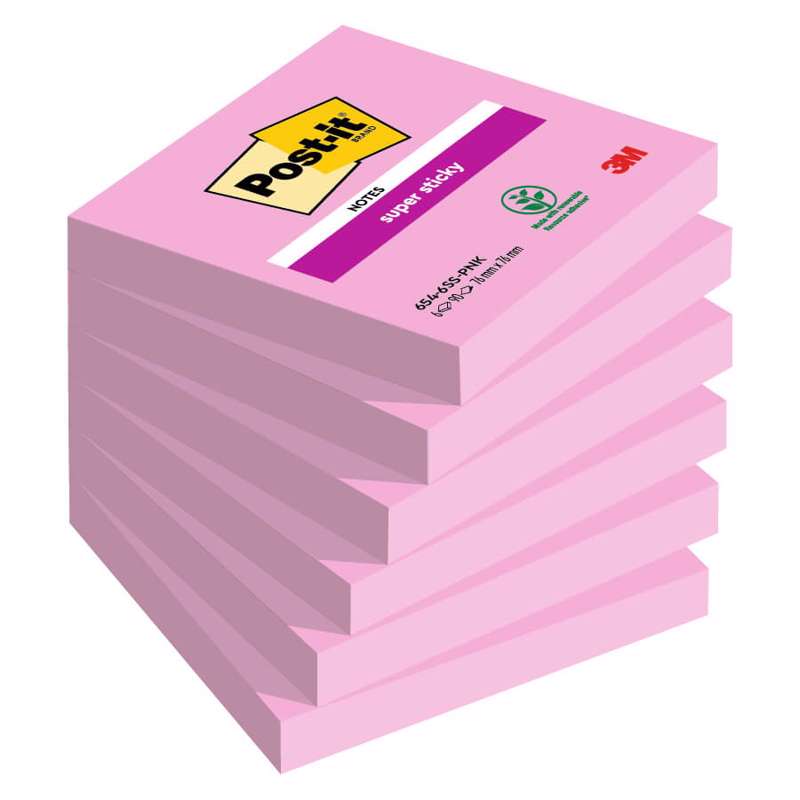 Post-it notes 654 Super Sticky 76x76 pink 3M /6
