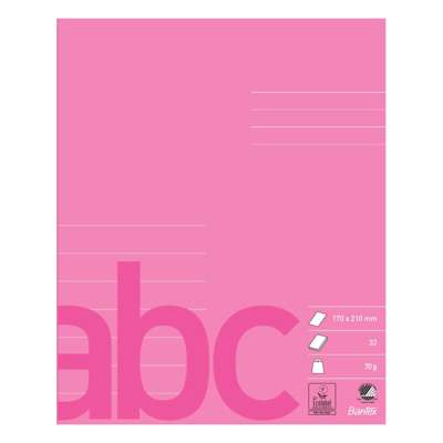 Skolehæfte Bantex 17x21cm lin 7 linjer 32bl 70g rosa/pink