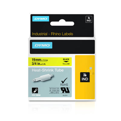 Labeltape DYMO Rhino 19mmx1,5m gul krympeflex