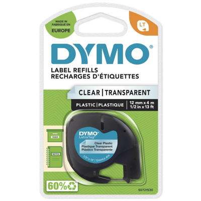 Labeltape DYMO LetraTAG 12mmx4m klar plasttape