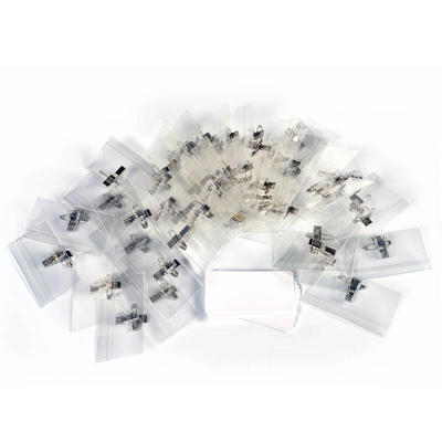 Navneskilte BNT 40x75mm m/clip og nål 50stk/pak