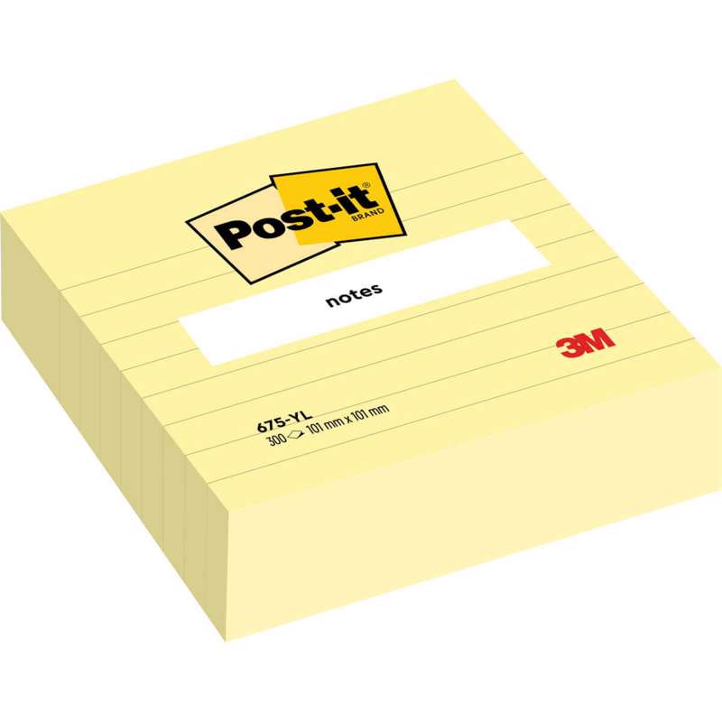 Post-it notes 675-CYL notes 101x101mm lin. gul 300bl./pk
