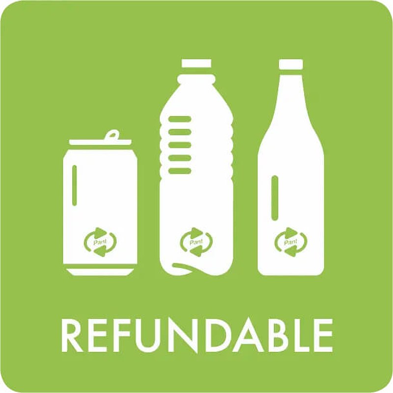 Piktogram affaldssortering Bica 12x12 REFUNDABLE hvid/lysgrø