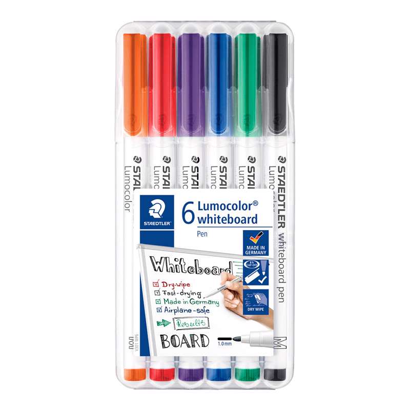 Whiteboard marker Staedtler 301WP6 ass Lumocolor 1mm rund