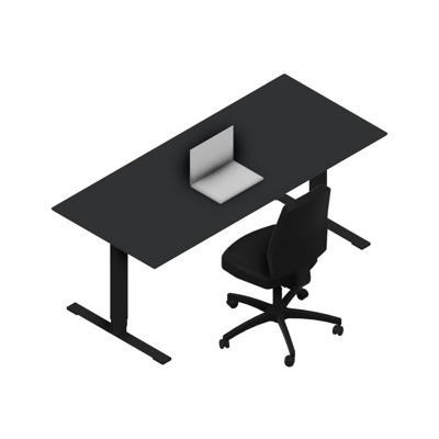 Hæve-sænkebord Dencon 03502 1800x800 sort stel antr. lam pl