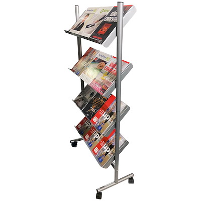 Brochurestander TWIN Mobile m/12xA4 sølv