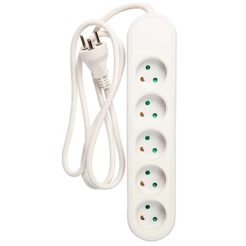 Stik 5-vejs m/ jord (3x1,5mm²) 1,5m hvid