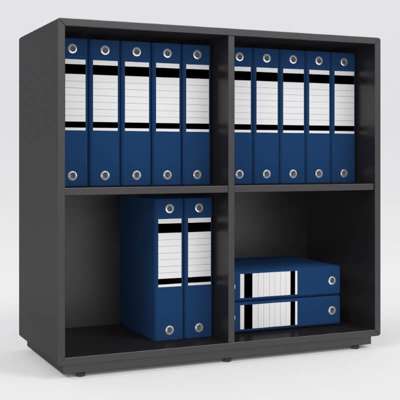 Reol Dencon 2202 800x350x750 4-rum lys grå DLP m/ml.side