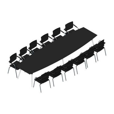 Konferencebord Dencon XL 1931 412x120 HPL sort/hvid