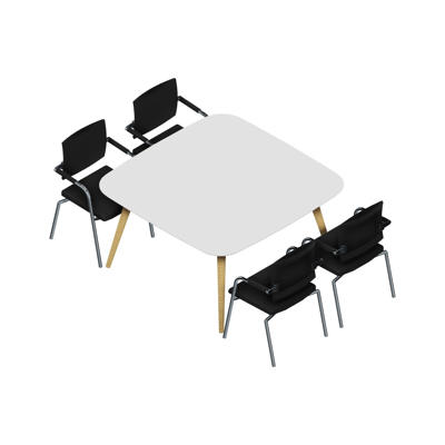 Konferencebord Dencon XL 1911 140x140 HPL hvid/eg