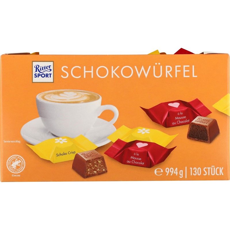 Chokolade Ritter Sport Choco Cubes m/130 1,65g ass.