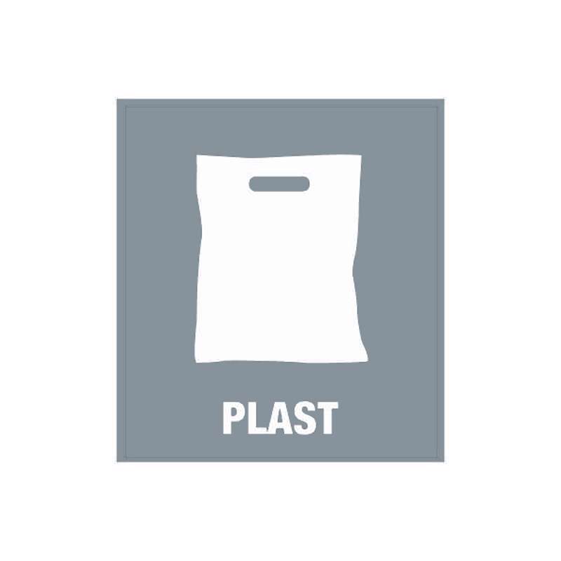 Piktogram affaldssortering Bica PLAST 15x15cm Hvid/klar