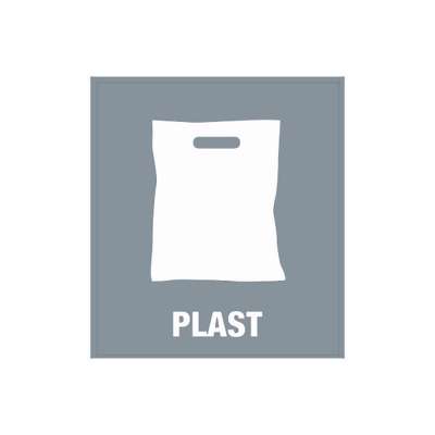 Piktogram affaldssortering Bica PLAST 15x15cm Hvid/klar