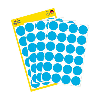 Etiket Avery blå Ø18mm 96stk/pak