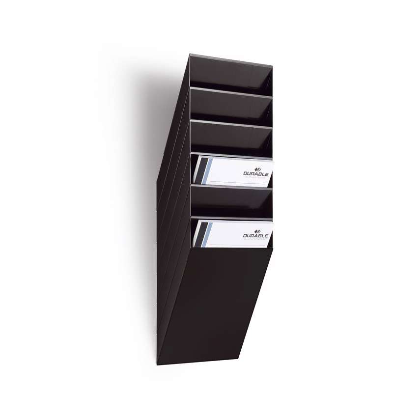 Brochureholder Flexiboxx A4 sort 6 fag stående t/væg