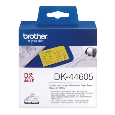 Label Brother gul DK44605 30,48mx62mm aftagelig papir