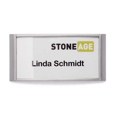 Navneskilt m/nål og klemme 30x65 10stk/pak