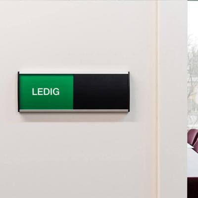 Mødeskilt Ledig/Optaget skilt 78x210 sort skyder