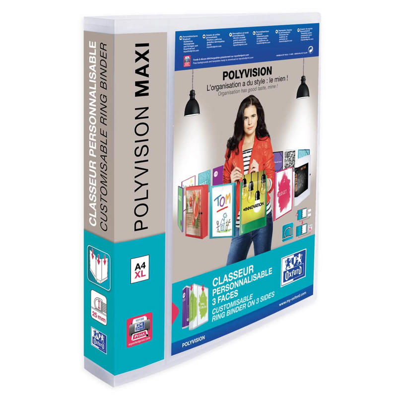 Hobbymappe m/lomme 30mm 4 ring A4 Maxi transp. Polyvision