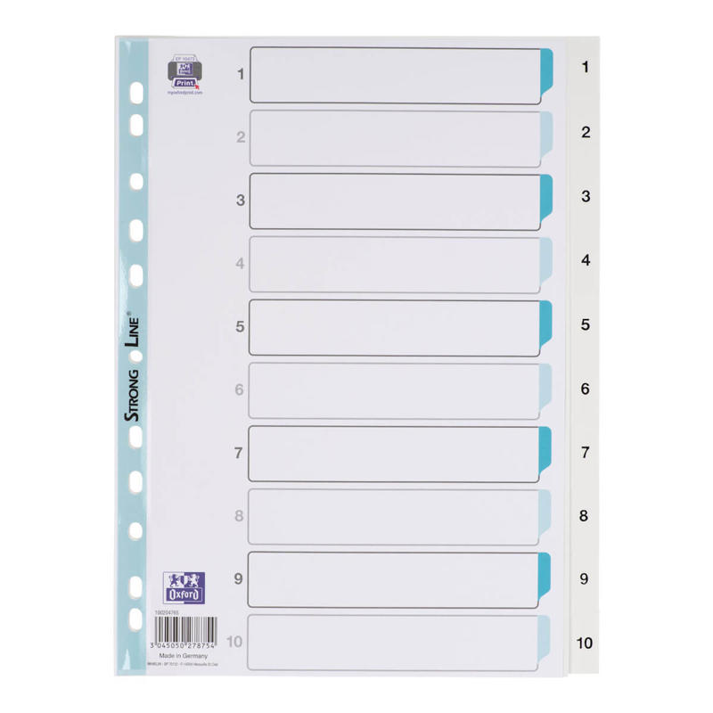 Register Elba Strongline A4 1-10 m/forblad PP hvid