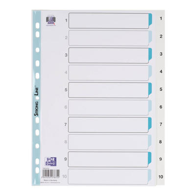 Register Elba Strongline A4 1-10 m/forblad PP hvid