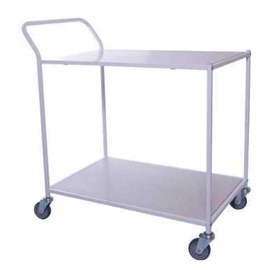 Rullebord m/styr 2 hylder hvid u/kant 96x60x109 cm