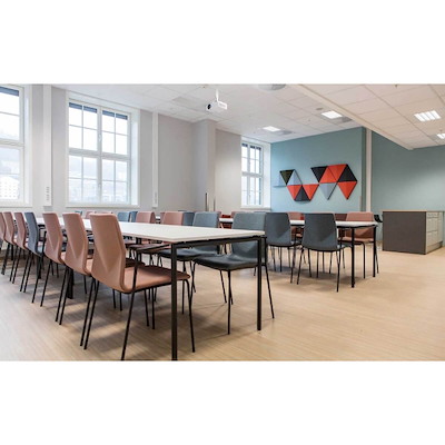 Kantinebord FourEating 180x80cm hvid lam,sort kant/krom stel