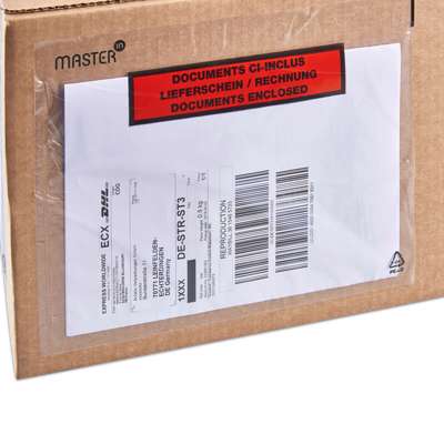 Følgeseddellommer C5 240X162mm rød m/tryk 1000stk/pk