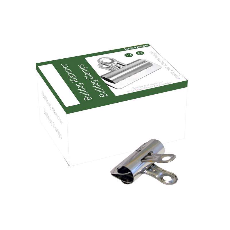 Papirklemme BNT Bulldog 65mm stål 12stk/pak