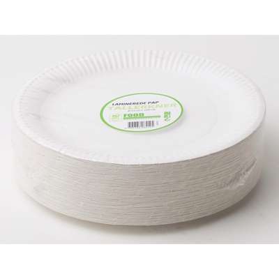 Tallerken pap lamineret 23cm 100stk/pak