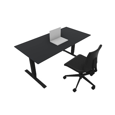 Hæve/sænke bord Dencon V3504 1600x800 sort stel antr. lam pl