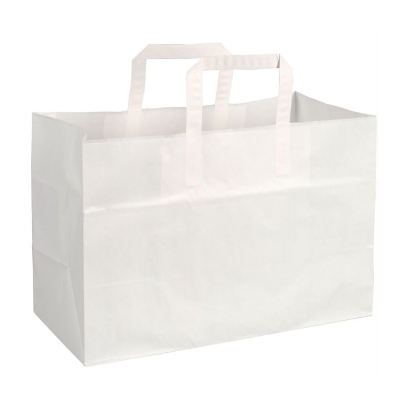 Bærepose papir hvid 17L 80g 350/170x245mm 200stk/pak