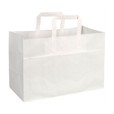 Bærepose papir hvid 17L 80g 350/170x245mm 200stk/pak