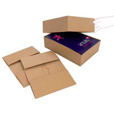 Rigsarkivæske 380x250x80mm bund+låg bølgepap stor folio