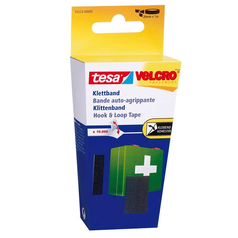 Burretape tesa Velcro sort 20mmx1m 55224