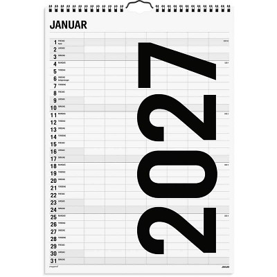 Familiekalender Black and white 2027 Mayland 7 kol.