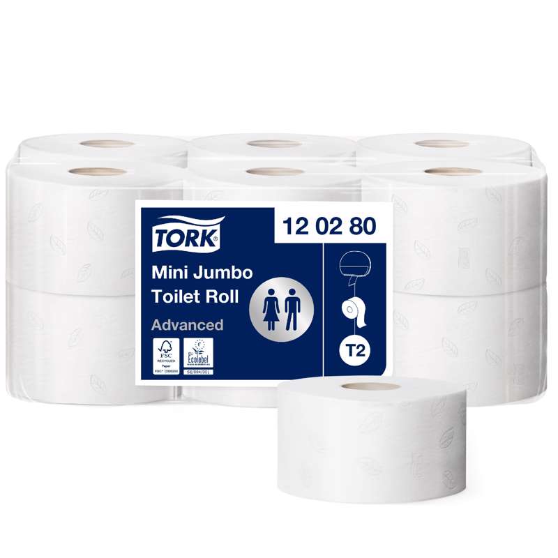 Toiletpapir Tork Jumbo Mini T2 Advanced 2lag 170m 120280 12r
