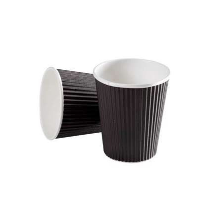 Kaffebæger 8oz Black Line Ripple Wall pap 25cl / 25 stk
