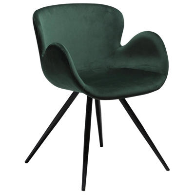 Stol Gaia velour stof Emerald grøn/sort stoleben