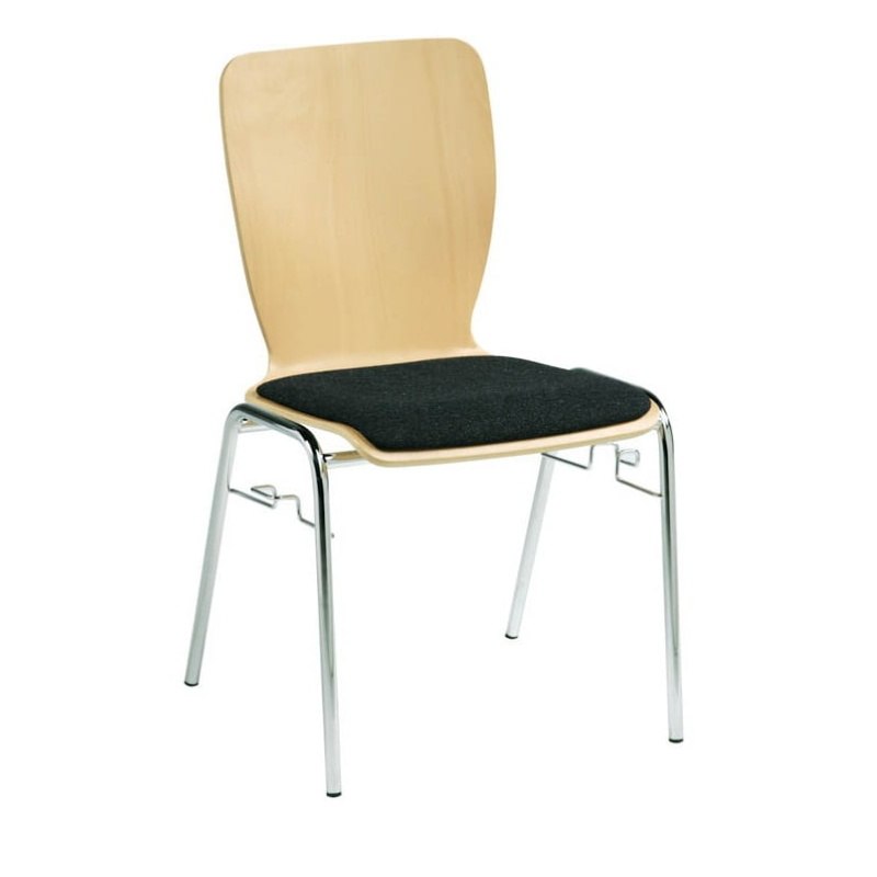 Stabelstol LifeTime Elegance krom stel polster sæde sort