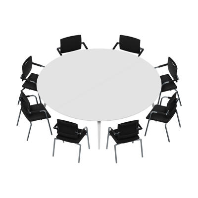 Konferencebord Dencon XL 1902 Ø240 HPL hvid/hvid